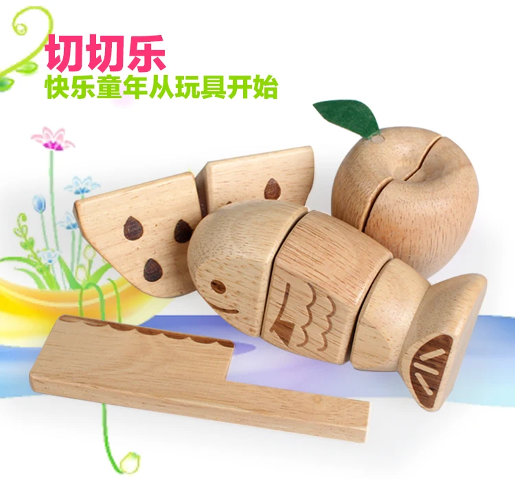 Детские развивающие деревянные рыбки арбуз яблоко ролевые игры игрушки дети