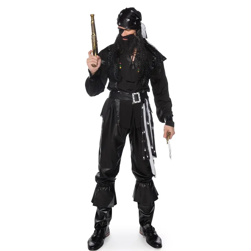 

Halloween Male Captain Jack Sparrow Costume Carnival Performance Caribbean Pirate Cosplay Dress