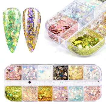 

1 Set Glitter Sequins for Nail Art Hexagon UV Gel Polish Flake Decoration 3D Manicure Sparkles Paillettes Tip