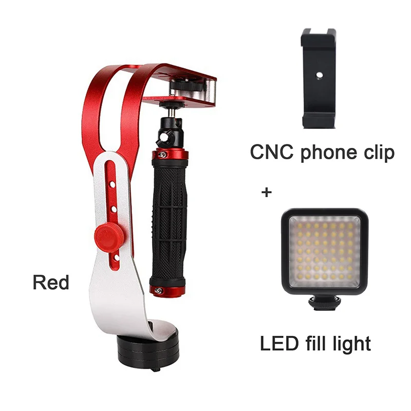 Ручной Стабилизатор камеры steadycam стабилизатор с зажимом для телефона заполняющий свет для Canon Nikon sony Gopro Hero DSLR DV STEADYCAM - Цвет: Red 3 in 1