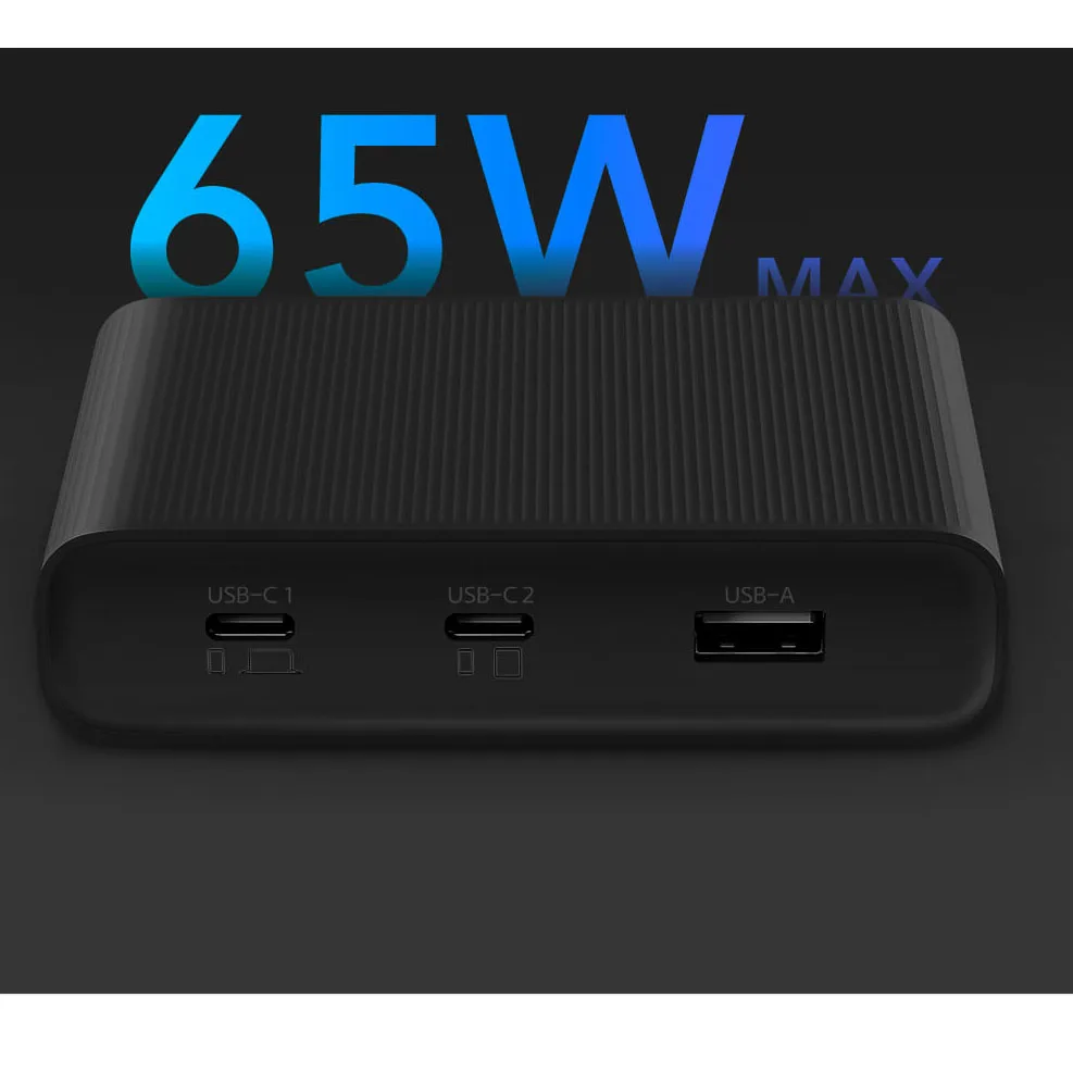 Оригинальное настольное зарядное устройство ZMI 65 Вт с 3 портами PD3.0 USB 2C1A для Android iOS