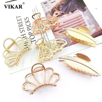 

VIKAR Fashion Geometric Metal Hair Claw Women Feather Leaf Crown Hair Clip Claws Girls Hiar Accessories Hairpin Head Jewelry