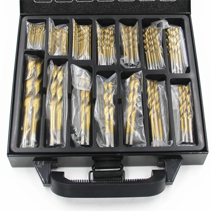 LAMEZIA Top Quality 99pcs 1.5-10mm Titanium Coated HSS Twist Drill Bits Set And Case Plastic Metal Wood Drilling Tool Kit Box