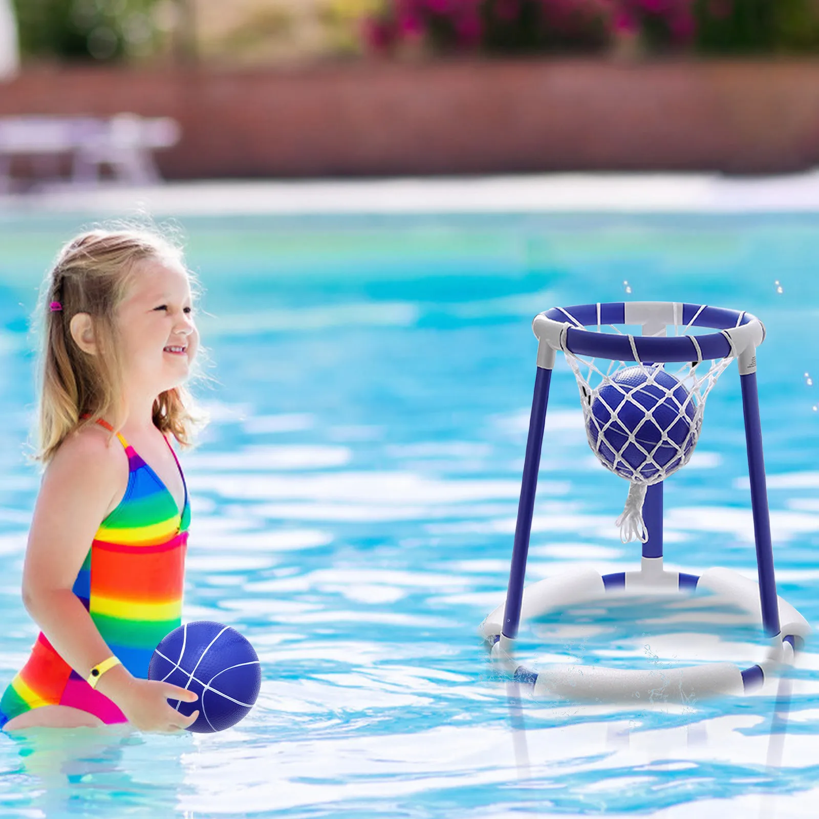 Inflatable Water Basketball Stand Basketball Hoop Water Theme Sport in The Pool Summer Swimming Toys for Children and Adult Outdoor
