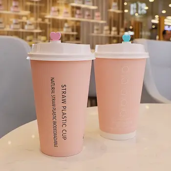 

50 Pieces Wholesale Paper cup disposable milk tea cup thickened coffee hot drink soy milk package custom breakfast shop cover.