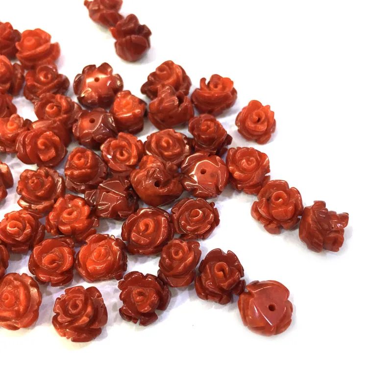 Натуральный коралловый цветок форма кабошон полуотверстие Бисер для изготовления ювелирных изделий DIY серьги гвоздики свободные бусины 8x10 мм