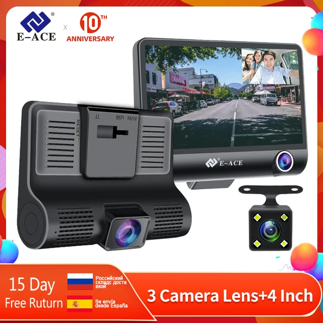 $US $20.23 E-ACE Car Dvr 3 Camera Lens 4.0 Inch Video Recorder Dash Cam Auto Registrator Dual Lens With Rear V