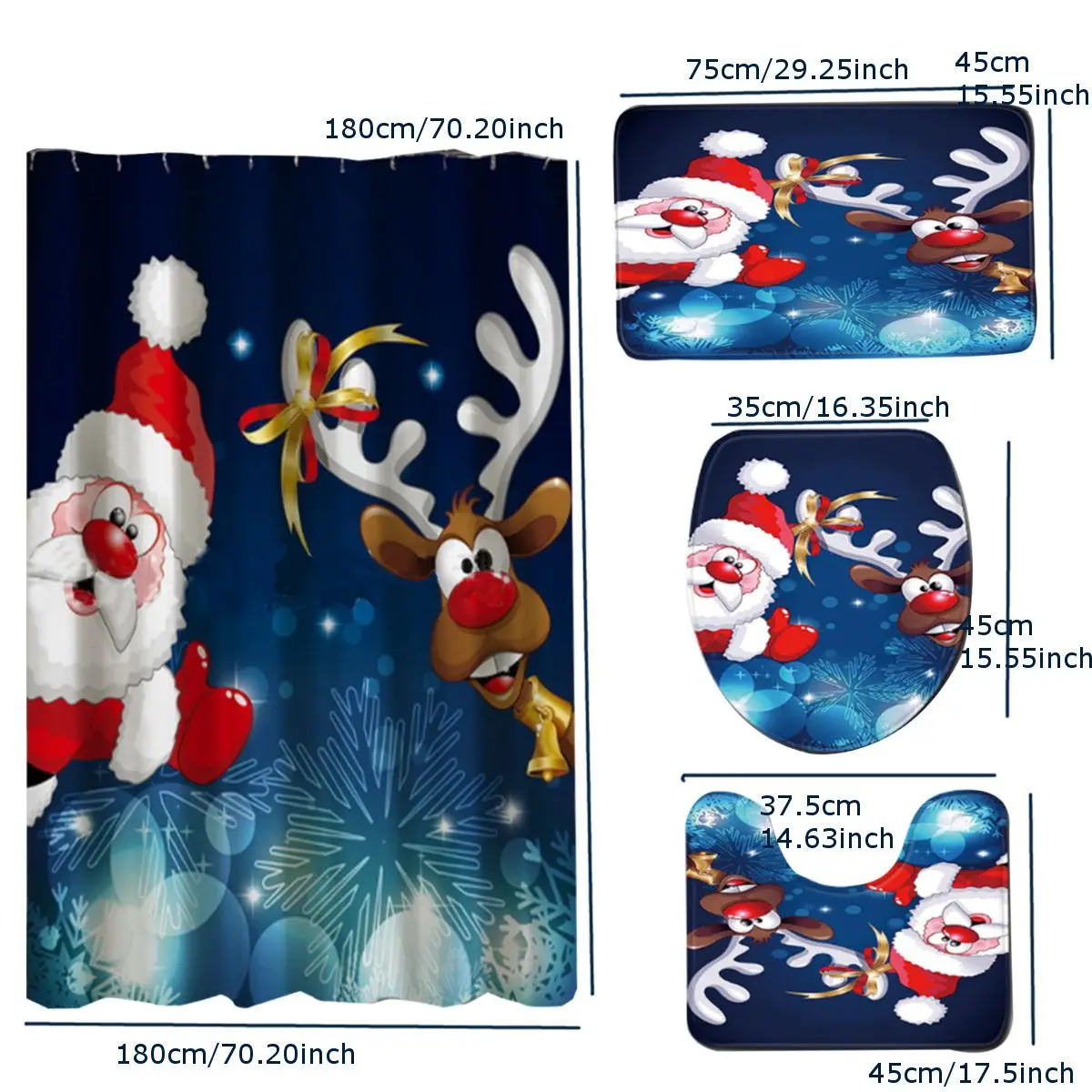 Merry Рождественский набор для ванной водонепроницаемый Снеговик колокольчик Санта-Клаус узор водонепроницаемый Душ занавес туалетный коврик нескользящий коврик