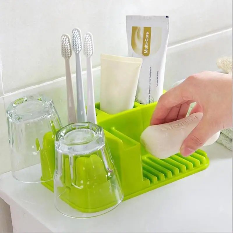 

1pc Rectangle Bathroom Storage Holder Rack Toothbrush Toothpaste Rack Cup Organizer Storage Container Bathroom Accessories