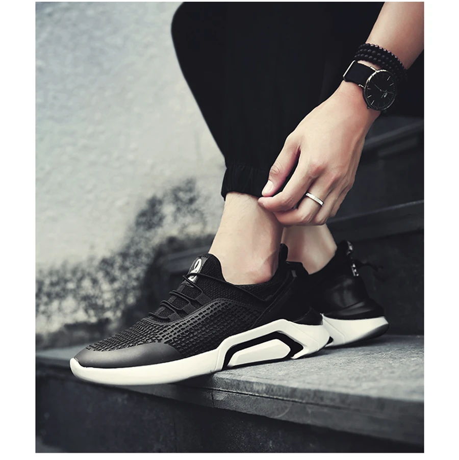 CREDRIZK/черные мужские кроссовки; спортивная обувь; легкая обувь; zapatillas hombre Deportiva; Брендовая обувь для бега; мужская обувь на шнуровке; chaussure homme