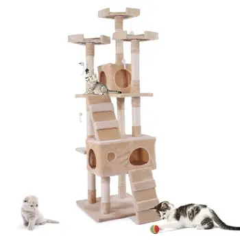 

Pet Cats Tree House Condo Perch Entertainment Playground Stable Furniture Cat's Scratching Post Tree Cat Climbing Frame