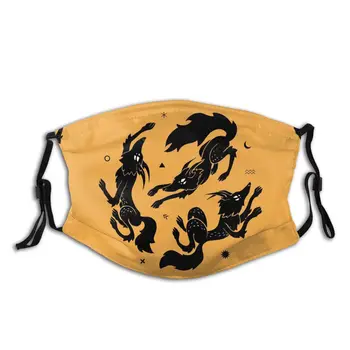 

Black Wolf Mouth Face Mask Dancing Wolves Facial Mask with Filters Cool Adult Fashion Mask
