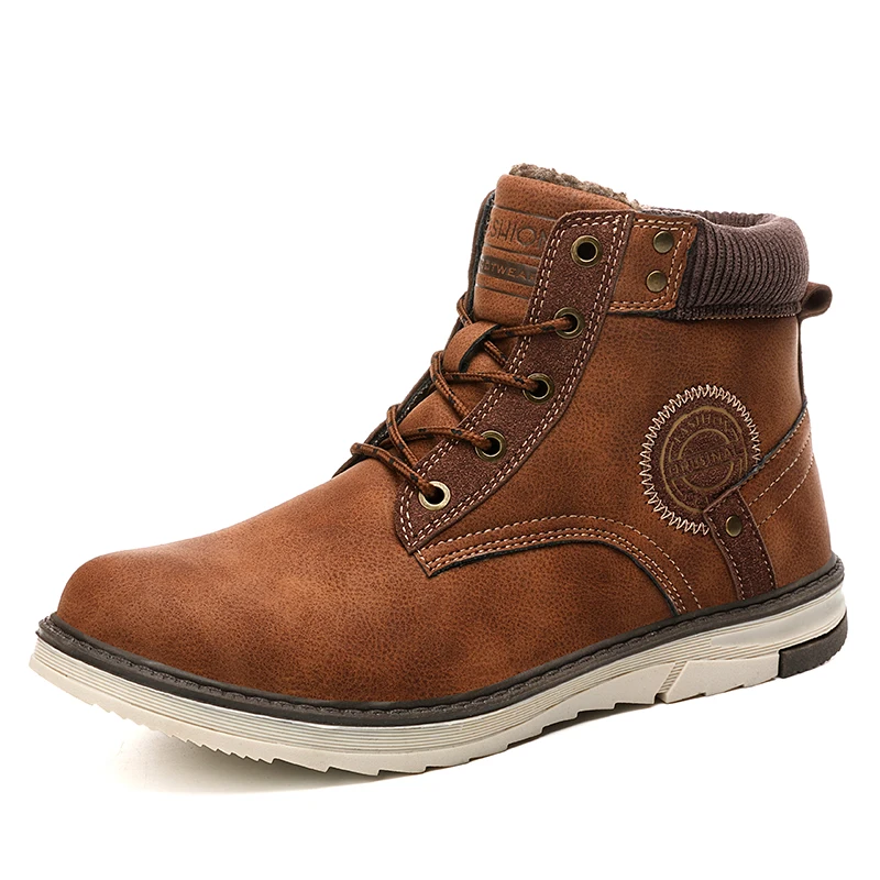 

New Arrival Suede Leather Men Snow Boots Autumn Winter Warm Plush Men boots Ankle Boots casual Martin boots Flat shoes big size