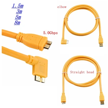 

High Speed USB 3.0 to 90 Degree Right Angled Micro B Cable for Mobile Hard Disk USB 3.0 Cable line Camera 1.5m 3m 5m 8m