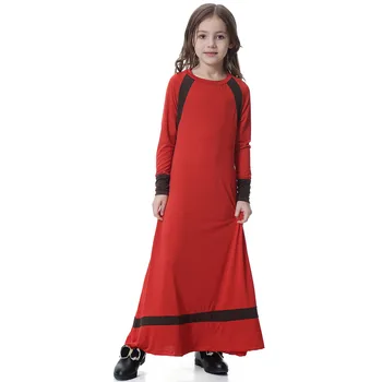 

Vestidos Muslim Dress Islamic Clothing Girl Long Sleeve Solid Saudi Arab Islamic Muslim Dubai Robe for Girl Abaya Dubai Turban