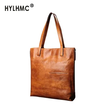 

New Retro Leather Women Handbag Large Capacity Female Shoulder Bag Cowhide Handbags Fashion Simple Soft Leather Tote Bags Ladies