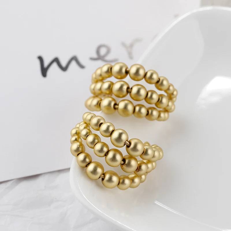 

AMORCOME New Fashion Round Ball C Shape Hoop Earrings For Women Vintage Matte Gold Statement Geometric Earrings Party Jewelry