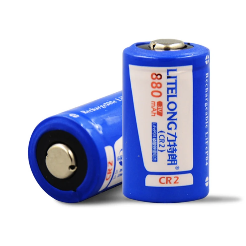 

2pcs/lot High quality 3V 880mAh CR2 rechargeable battery 3V rechargeable lithium battery camera battery