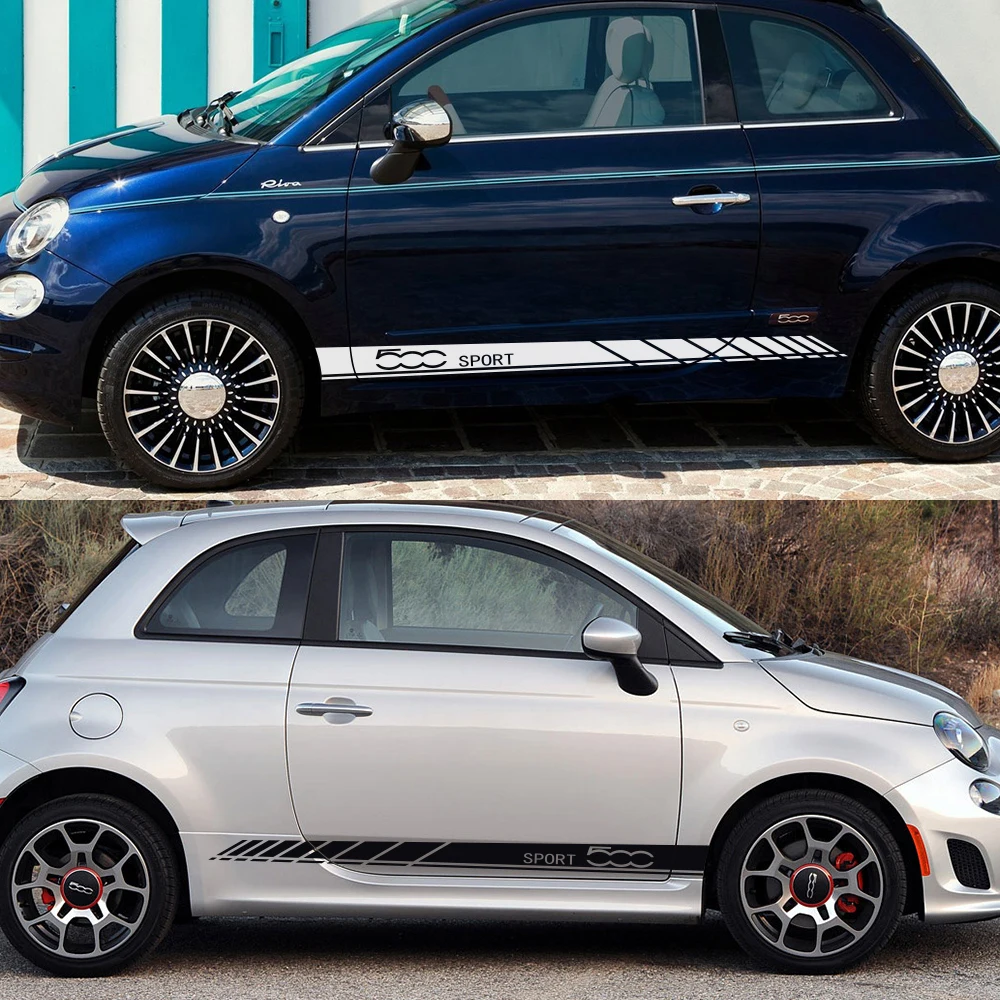 2 шт. Авто Виниловая пленка наклейки для Fiat 500 Авто длинные боковые полосы наклейки DIY Стайлинг декорация для автомобилей Тюнинг аксессуары