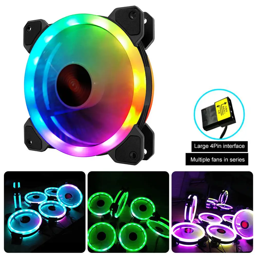

Discount! 4 Pin 120mm Computer Case Fan Silent 12CM Fan CPU Cooling RGB Quiet PC Cooler Fan Case Fans 12V DC Adjust Fan Speed