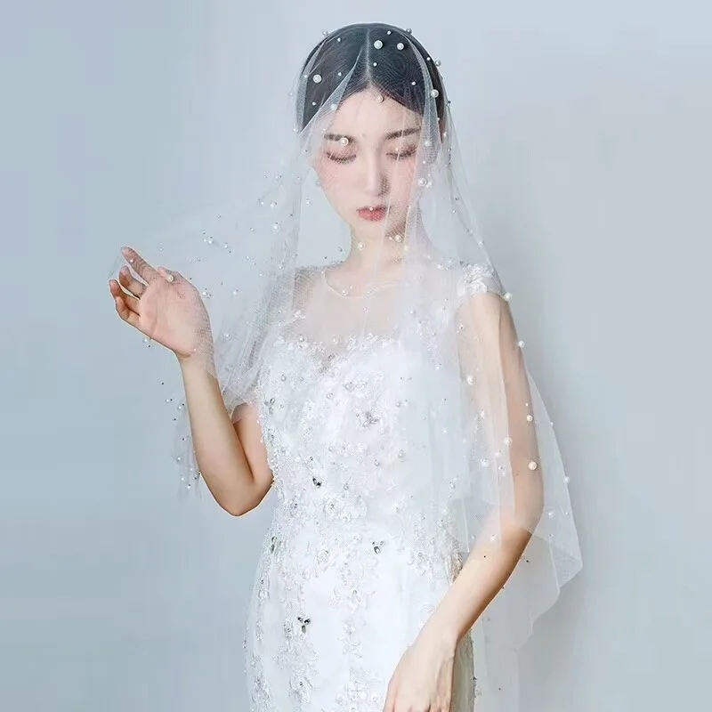 Фата свадебная белая с жемчугом 2019 м 1 5 м|Свадебные вуали| |