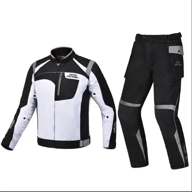 Gray Suit MC новая одежда для мотоциклистов куртки и брюки для мужчин мотогонок Велоспорт костюм Защитная Экипировка ковбойская мотоциклетная куртка сохраняющий тепло костюм для верховой езды - Цвет: Gray Suit