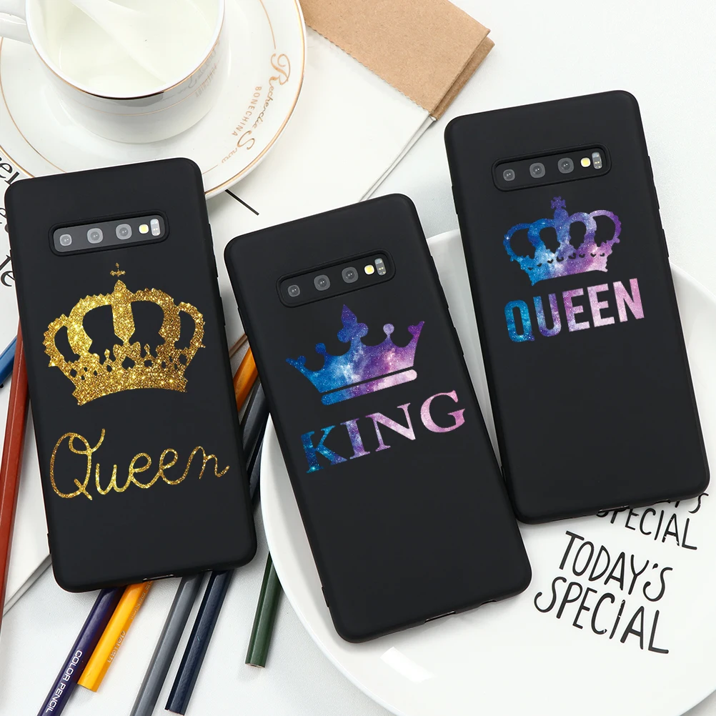 King Queen Матовый ТПУ чехол для Samsung Галактики S10 S20 S8 S9 S7 S6 Edge Plus A50 A70 A40 A71 A51 A6 A8 плюс A9 A7