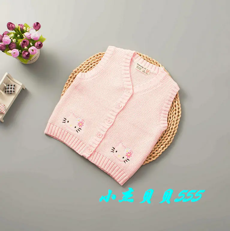 

19 Years New Style Baby Sweater Waistcoat Childrenswear Autumn New Style Open Debit Girls Knitted Yarn Waistcoat