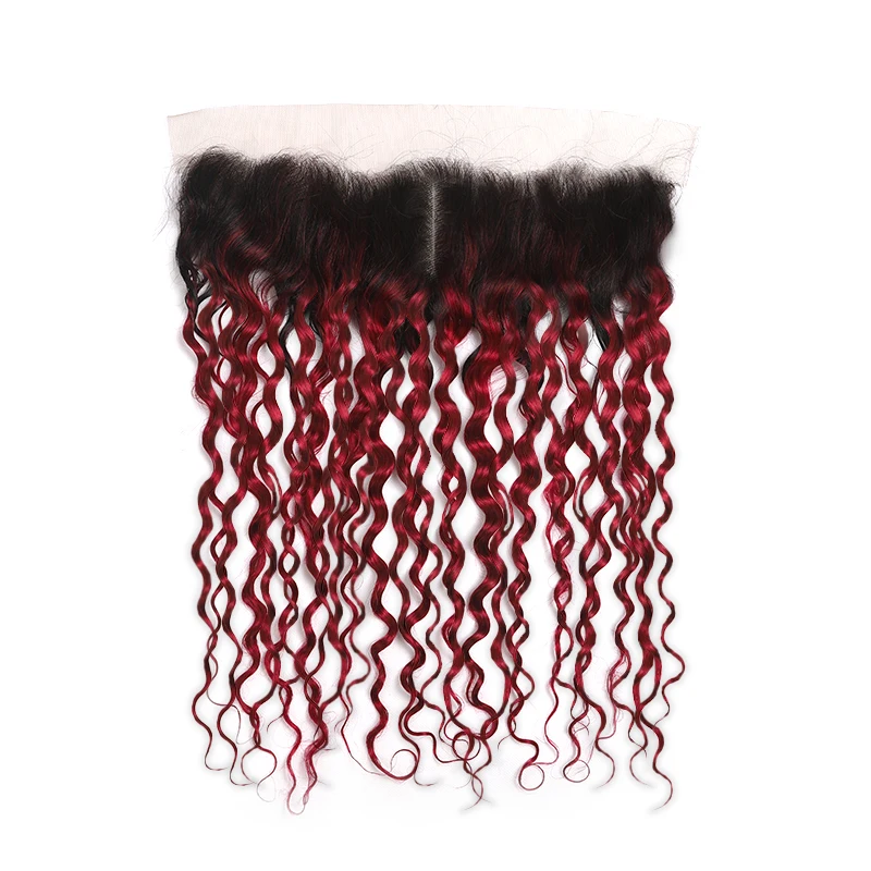 Волнистые человеческие волосы, пряди, с фронтальной частью, 13x4, волосы Кеми, 3 шт., бразильские, Омбре, красные волосы, плетение, пряди, с застежкой, не Реми, уток