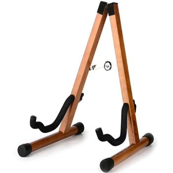 

Solid Wood Bracket Deep Wood Grain Guitar Bracket Dual-Purpose Type a Foldable Portable Electric Bass