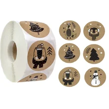Étiquettes autocollantes scellées à thème de noël, 6 Designs 1 pouce, 100 – 500 pièces, papeterie de décoration d'enveloppe pour emballage cadeau pâtisserie, bricolage