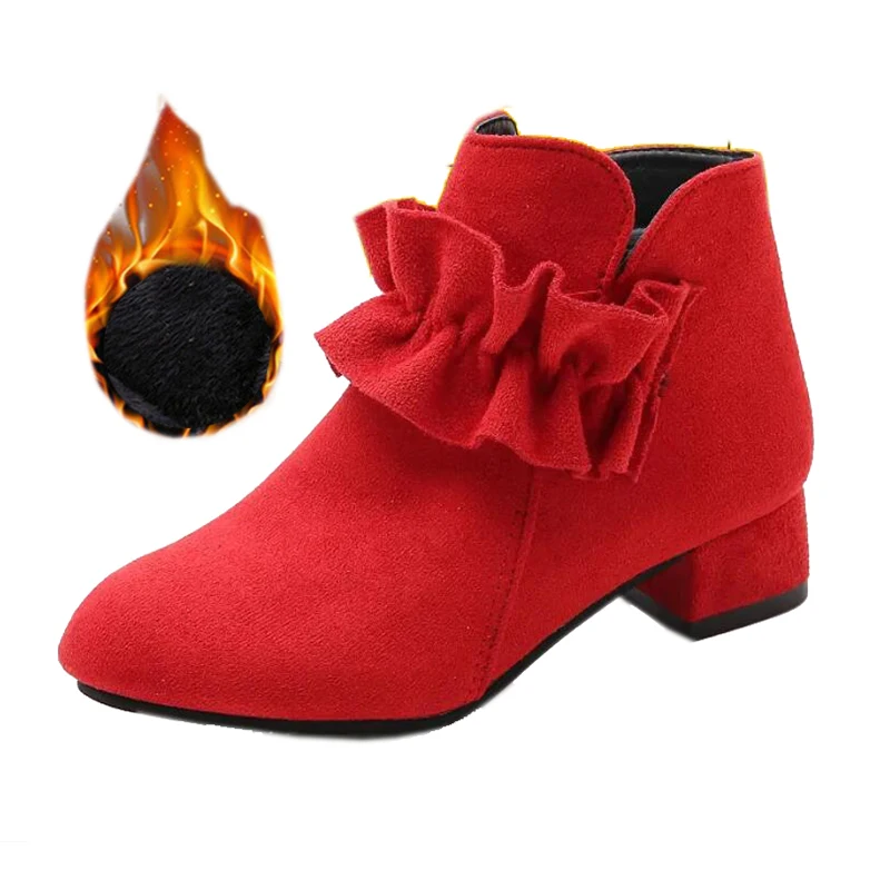 

Flower Children High Heel Party Wedding Princess Dress Leather Shoes For Big Girls Kids Ankle Boots Autumn Winter 5 8 9 10 Years