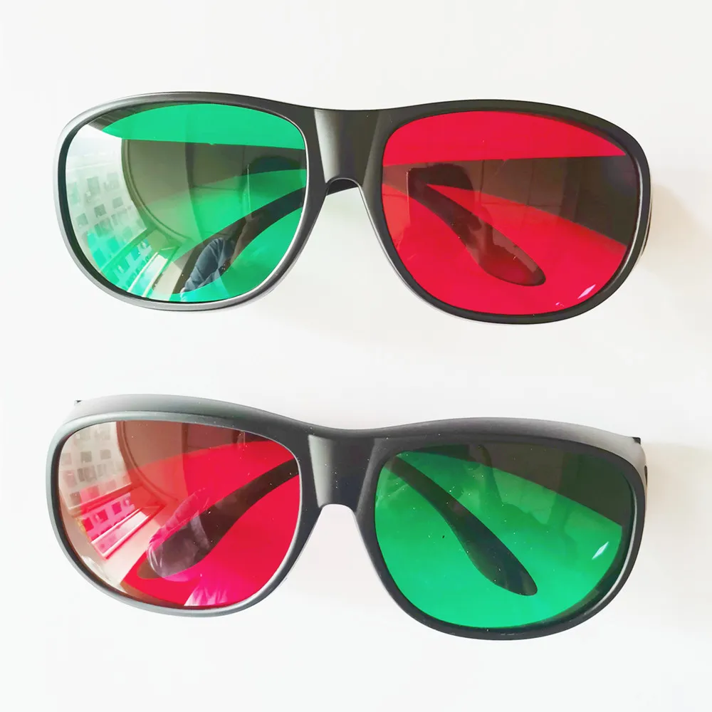 2pcs Anaglyph 3D Therapy,Big Frame Plastic Magenta/Red Green/Green Red/Amber Blue 3D Glasses for Movie Game DVD Visions/Cinemas