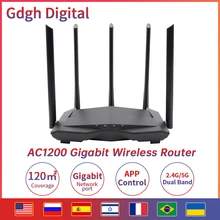 Glc11 gigabit ac1200 roteador sem fio de banda dupla wifi repetir com 5 * 6dbi antenas de ganho alto cobertura mais ampla, fácil instalação