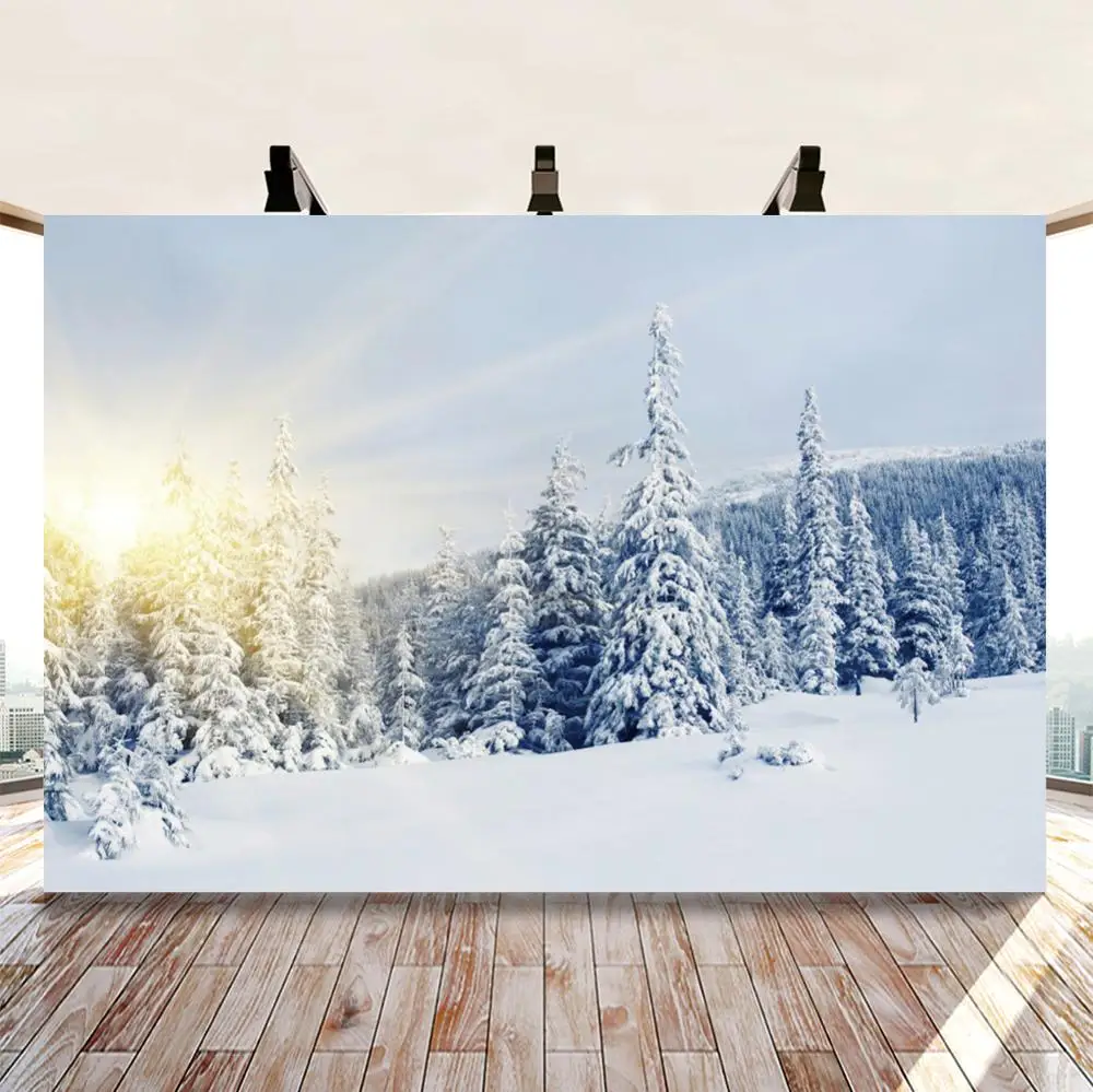 

Yeele Winter Snow Christmas Photocall Photozone Forest Sun Photography Backdrop Photographic Backgrounds For Photo Studio Props