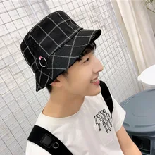 Унисекс шляпа, Панама для защиты от солнца решетки полосатая подвеска в стиле «хип-хоп» ведро шляпа солнцезащитный крем Для мужчин шапки для рыбака Для женщин Винтаж уличные кепки