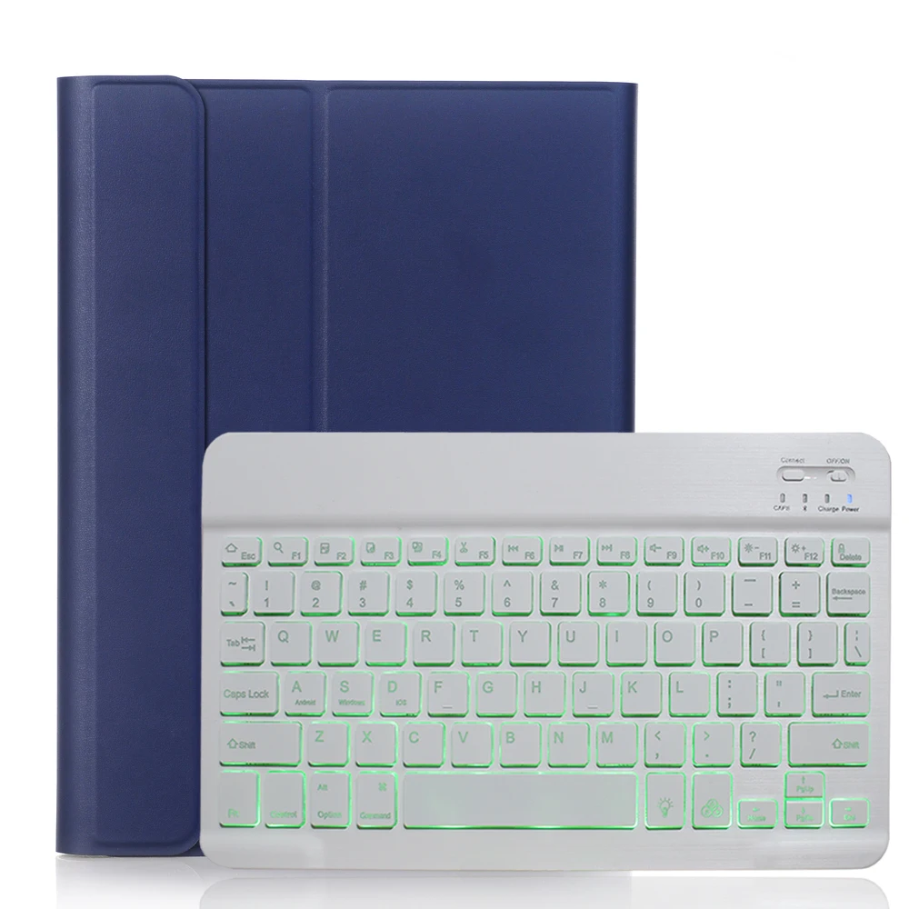 Blue with White Green 7 Colors Backlit 3 0 Bluetooth Keyboard Case for iPad 10 2 Keyboard Case for Apple