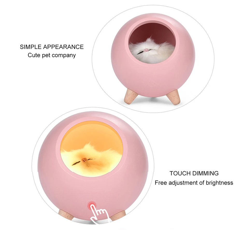 USB милый кошачий домик с сенсорной регулировкой яркости светодиода ночник