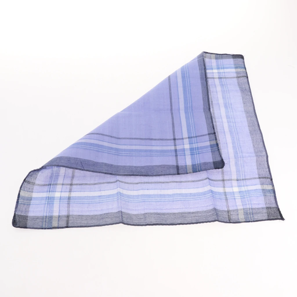 12pcs Plaid Pattern Cotton Handkerchiefs Soft Square Pocket Towel for Men 36 x 37cm