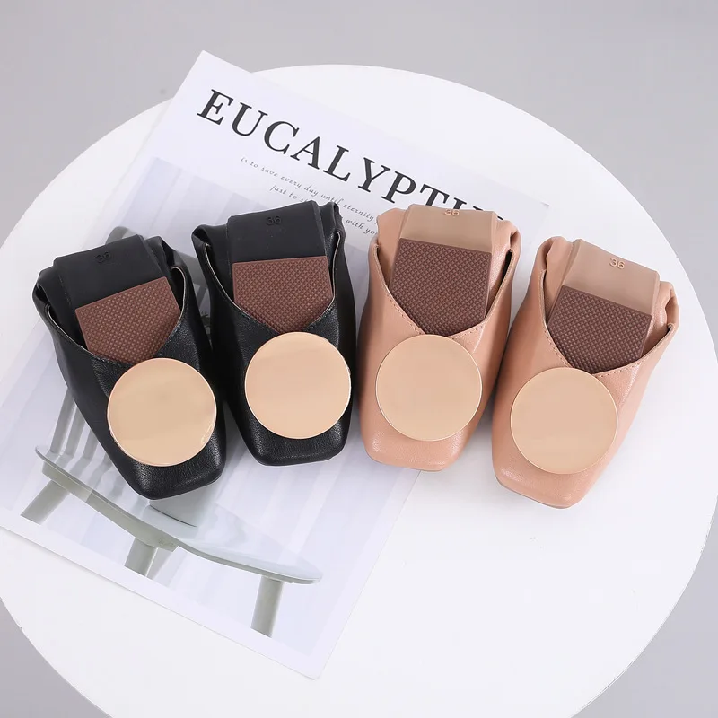 

Square Toe casual ladies roll-up shoes korean round buckle moccasins women soft leather ballerinas flats shallow slip on loafers