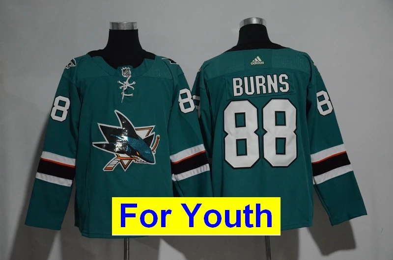 Детская Молодежная одежда Сан-Жозе Брент Бернс Erik Karlsson Joe Thornton Logan от кутюр Joe Pavelski Evander Kane - Цвет: Зеленый