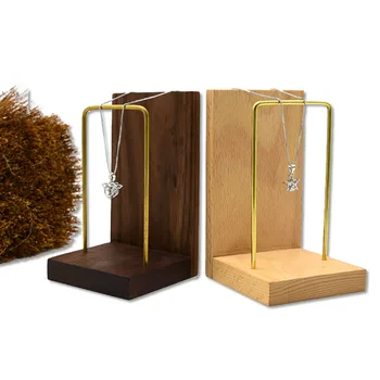 

Walnut Wood Earrings Hanger Alloy Necklace Bracelet Display Stand Rack Jewelry Showcase Organizer for Home Decor Trade Shows