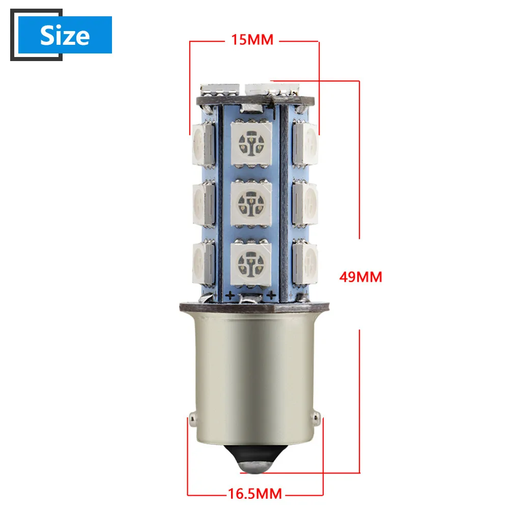 2X12 V P21W 1156 BA15S 5050 18 SMD СВЕТОДИОДНЫЙ Автомобильный светильник 216Lm сигнал поворота резервный задний фонарь белый синий красный зеленый Янтарный
