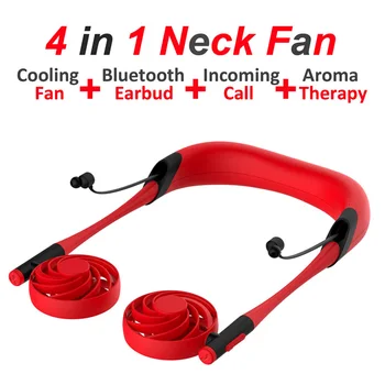 

2000mAh Portable Neck Fan Mini Fan 3 Speed USB Rechargeable Mini Neckband Fan Bluetooth Earphone For IOS Android Smart Phone