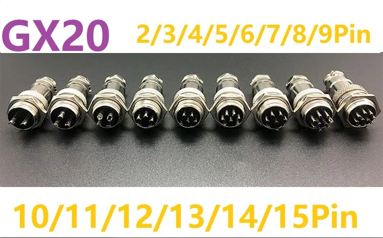 10 комплектов GX20 мужской и женский 2/3/4/5/6/7/8/9/10/11/12/13/14/15Pin 20 мм провод Панель разъем