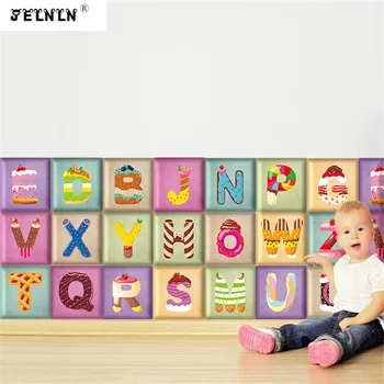 

Cartoon alphabet combination kids room anti-collision soft wall sticker tatami bedside enclosure anti-collision wall sticker