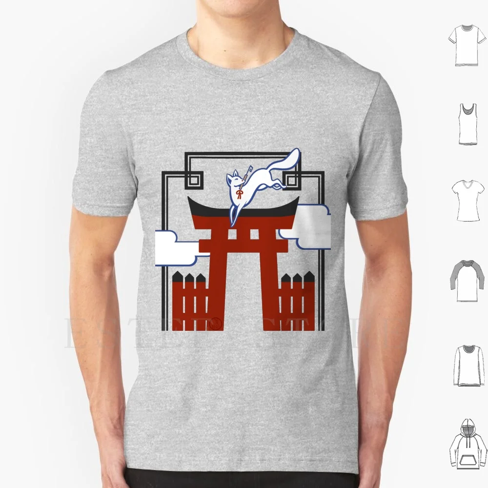 Kitsune 메신저 티셔츠 프린트 코튼 Kitsune Fox Japanese Japanese Japan Torii Tori Shrine Shinto Gate Heavenly Gate 종교 