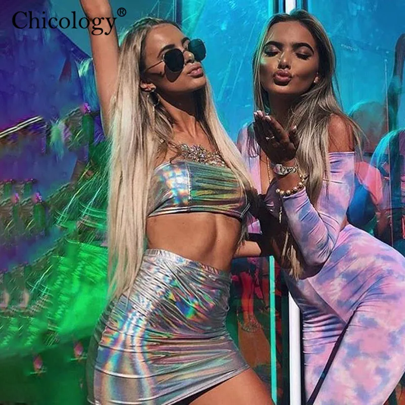 УКОРОЧЕННЫЙ ТОП Chicology boob неоновая мини юбка комплект из двух предметов пикантная