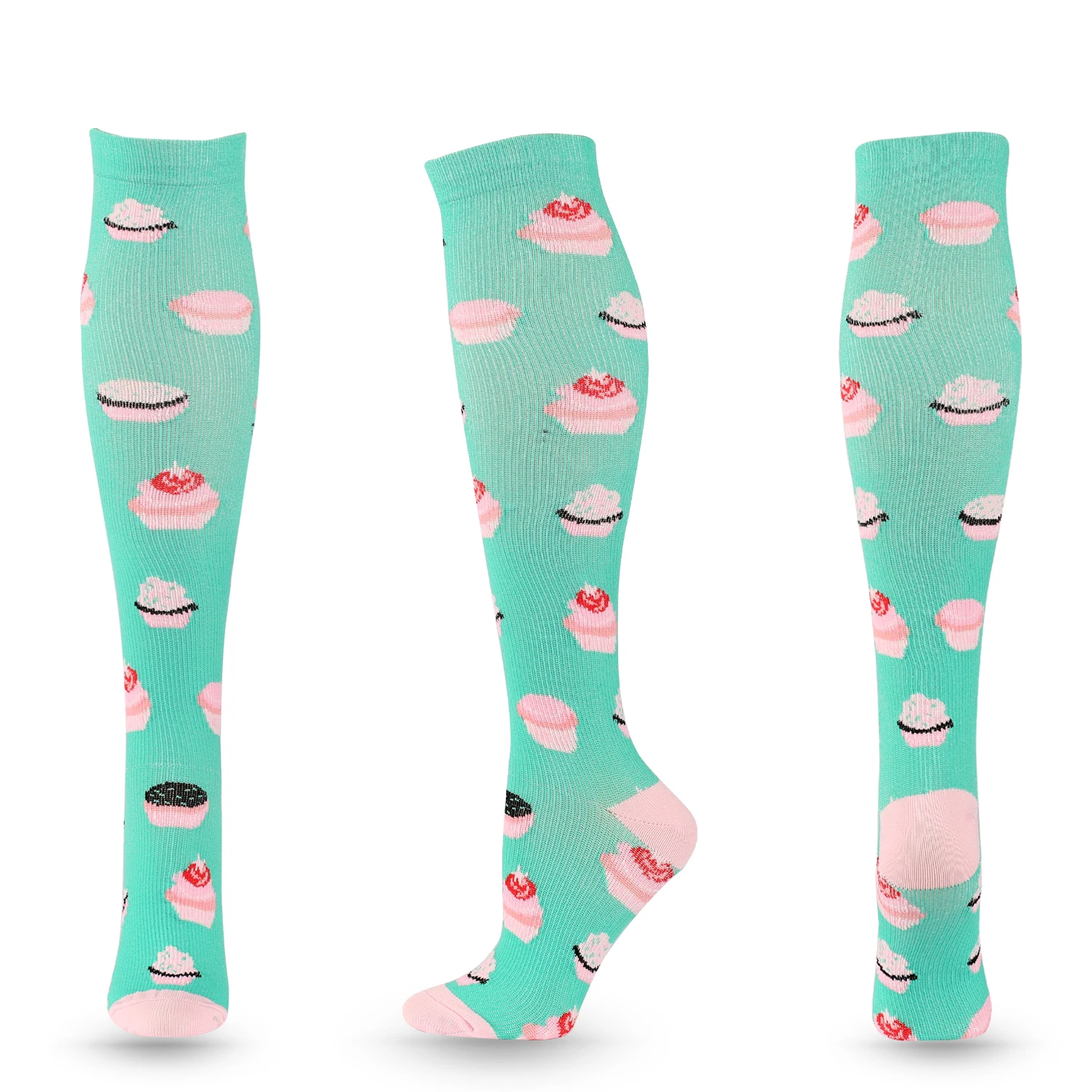 2021 New Cartoon Compression Stockings For Men Women Nylon Smiley Pattern Compress Socks Cycling Sock Prevent Varicose Veins