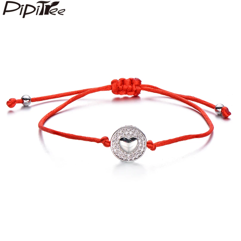

Pipitree CZ Zircon Crystal Round Heart Bracelet Eye Butterfly Flower Charm Red String Bracelets for Women Lovers Jewelry Gift